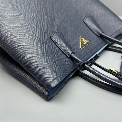 Prada Large Double Bag Saffiano Calfskin Dark Blue