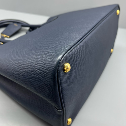 Prada Large Double Bag Saffiano Calfskin Dark Blue