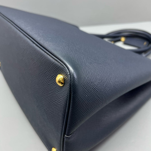 Prada Large Double Bag Saffiano Calfskin Dark Blue