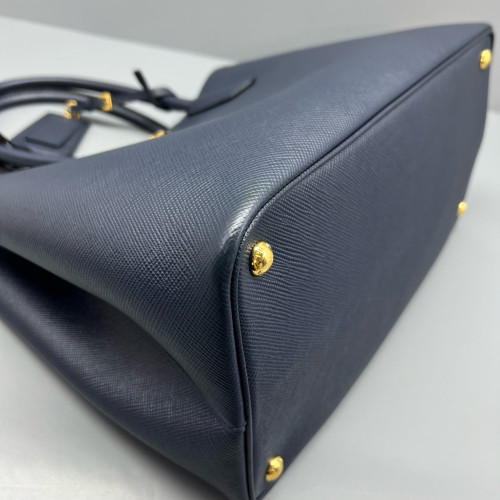 Prada Large Double Bag Saffiano Calfskin Dark Blue