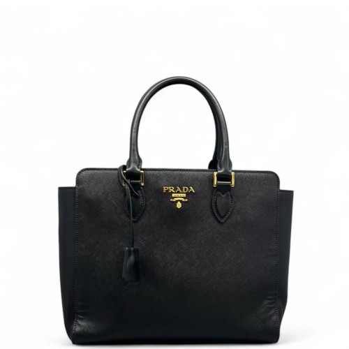 Prada Handbag Saffiano Calfskin Black