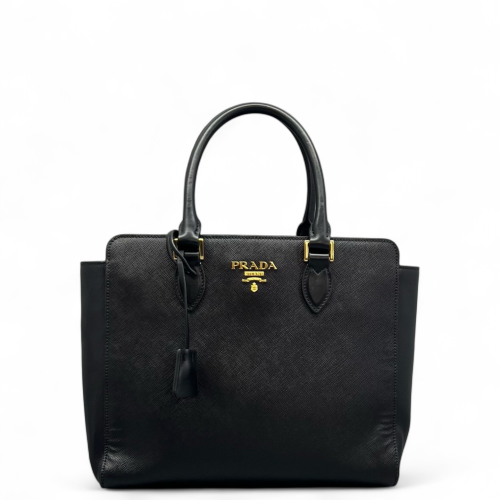 Prada Handbag Saffiano Calfskin Black