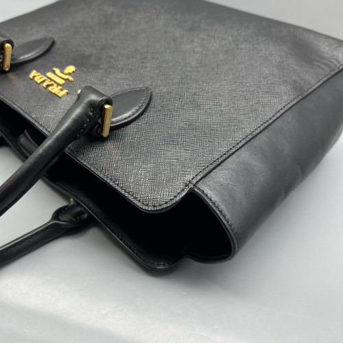 Prada Handbag Saffiano Calfskin Black