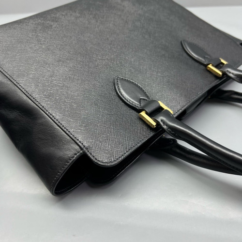 Prada Handbag Saffiano Calfskin Black