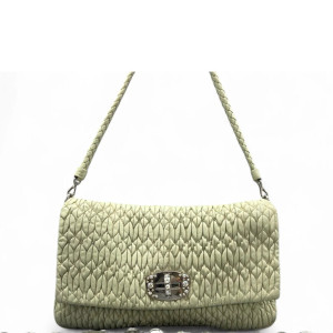 Miu Miu Matelasse Crystal Flap Clutch Crumpled Lambskin Green