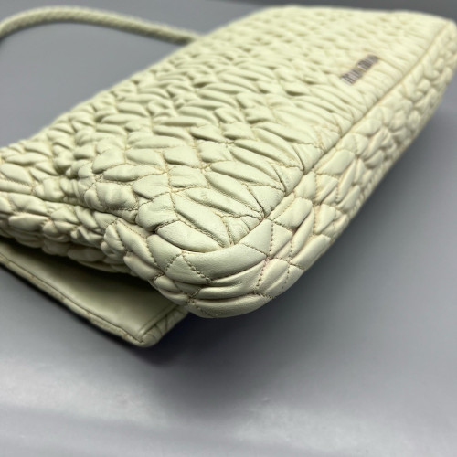 Miu Miu Matelasse Crystal Flap Clutch Crumpled Lambskin Green