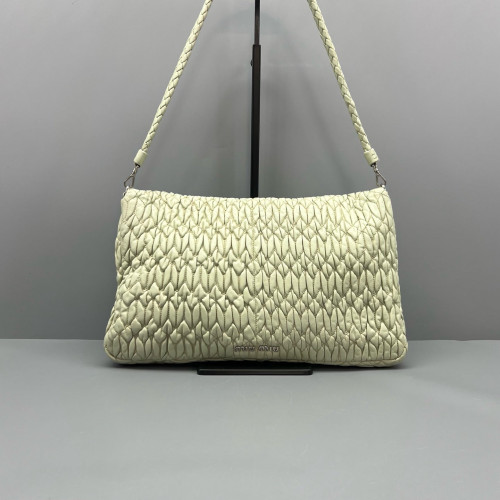 Miu Miu Matelasse Crystal Flap Clutch Crumpled Lambskin Green