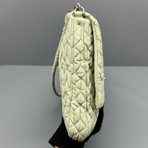 Miu Miu Matelasse Crystal Flap Clutch Crumpled Lambskin Green