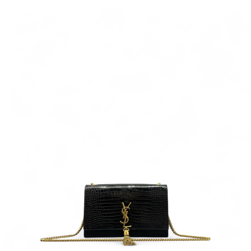 Yves Saint Laurent Medium Kate Corssbody Bag Calfskin Crocodile Embossed Black