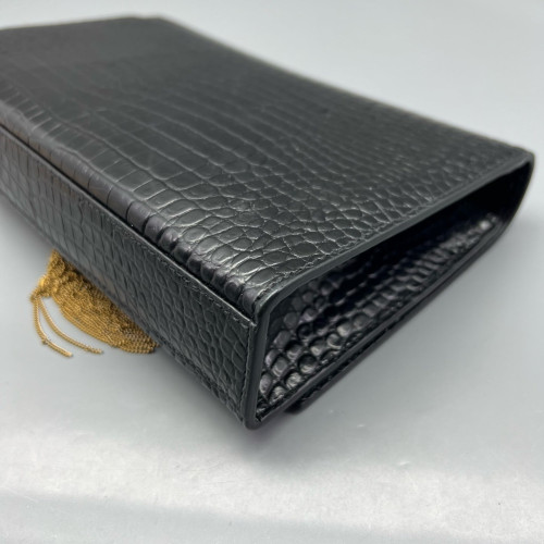 Yves Saint Laurent Medium Kate Corssbody Bag Calfskin Crocodile Embossed Black