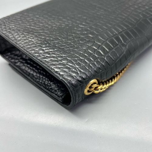 Yves Saint Laurent Medium Kate Corssbody Bag Calfskin Crocodile Embossed Black