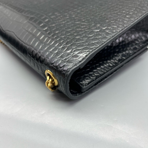 Yves Saint Laurent Medium Kate Corssbody Bag Calfskin Crocodile Embossed Black