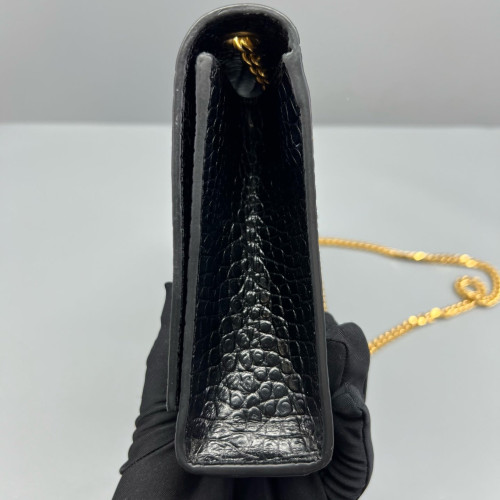 Yves Saint Laurent Medium Kate Corssbody Bag Calfskin Crocodile Embossed Black