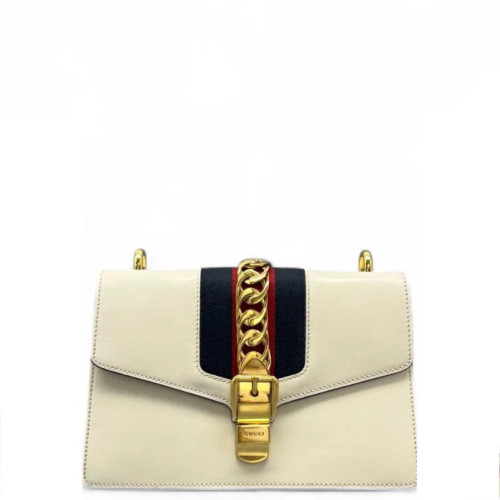 Gucci Small Sylvie Shoulder Bag Calfskin White