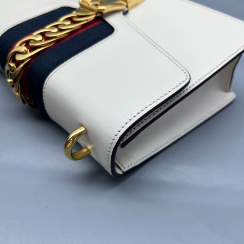 Gucci Small Sylvie Shoulder Bag Calfskin White