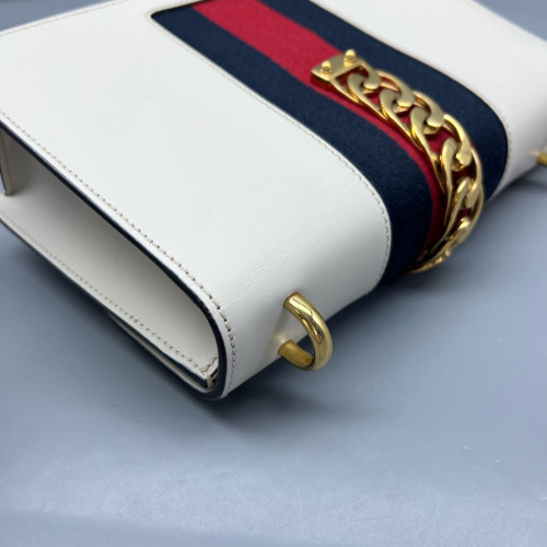 Gucci Small Sylvie Shoulder Bag Calfskin White
