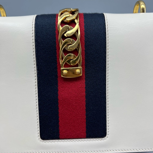 Gucci Small Sylvie Shoulder Bag Calfskin White