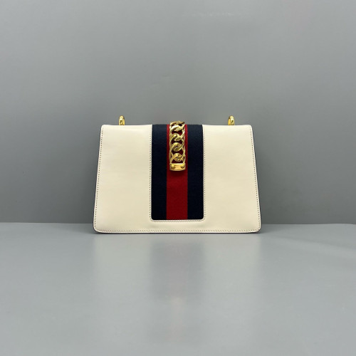 Gucci Small Sylvie Shoulder Bag Calfskin White