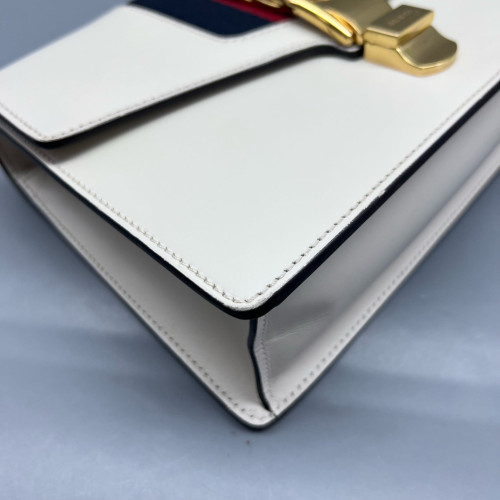 Gucci Small Sylvie Shoulder Bag Calfskin White