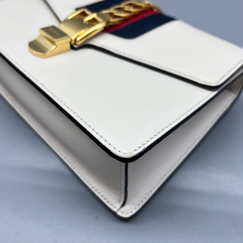 Gucci Small Sylvie Shoulder Bag Calfskin White