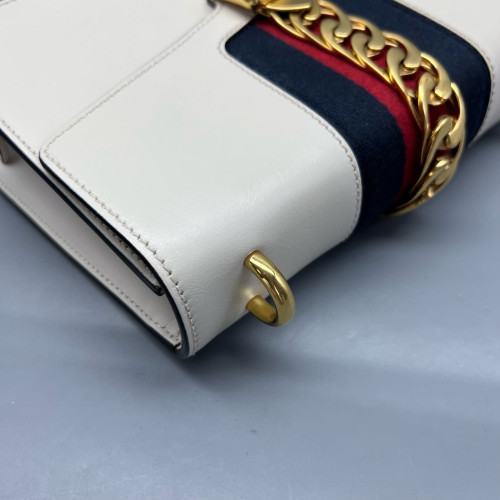 Gucci Small Sylvie Shoulder Bag Calfskin White