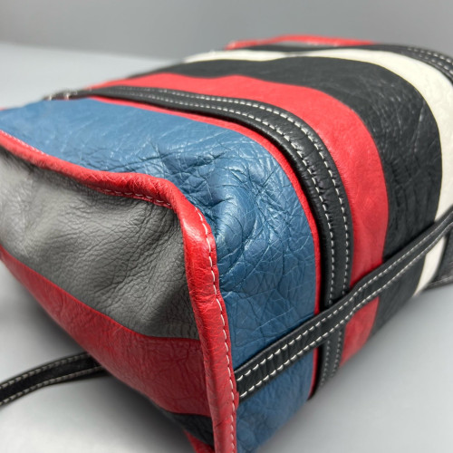 Balenciaga S Bazar Shopper Tote Arena Lambskin Black White Red