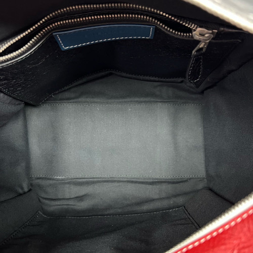 Balenciaga S Bazar Shopper Tote Arena Lambskin Black White Red