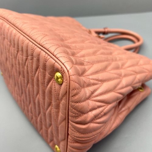 Miu Miu Two-Way Bag Crumpled Calfskin Pink