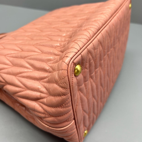 Miu Miu Two-Way Bag Crumpled Calfskin Pink