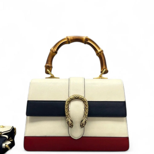 Gucci Bamboo Medium Dioysus Bamboo Top Handle Bag Calfskin White Blue Red