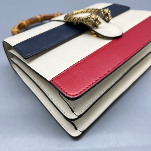 Gucci Bamboo Medium Dioysus Bamboo Top Handle Bag Calfskin White Blue Red