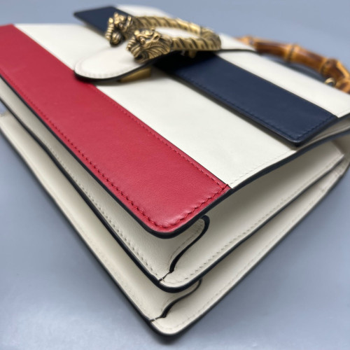 Gucci Bamboo Medium Dioysus Bamboo Top Handle Bag Calfskin White Blue Red