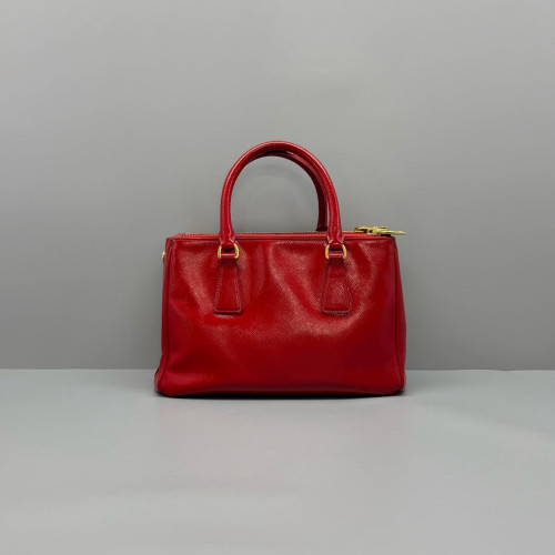 Prada Small Galleria Double Zip Tote Patent Calfskin Red