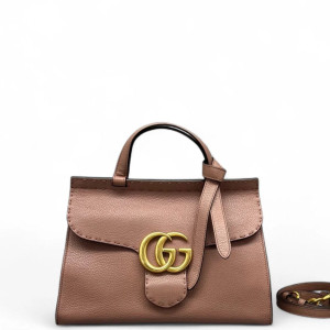 Gucci Marmont Two-Way Bag Grained Calfskin Pink