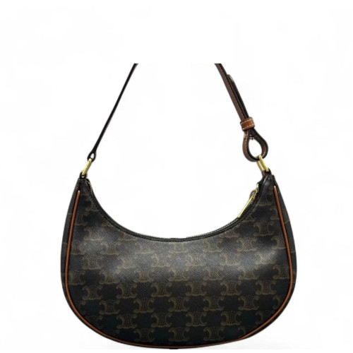 Celine Triomphe Medium Ava Shoulder Bag Triomphe Brown Dark Grey