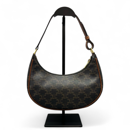 Celine Triomphe Medium Ava Shoulder Bag Triomphe Brown Dark Grey