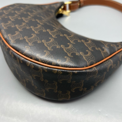 Celine Triomphe Medium Ava Shoulder Bag Triomphe Brown Dark Grey