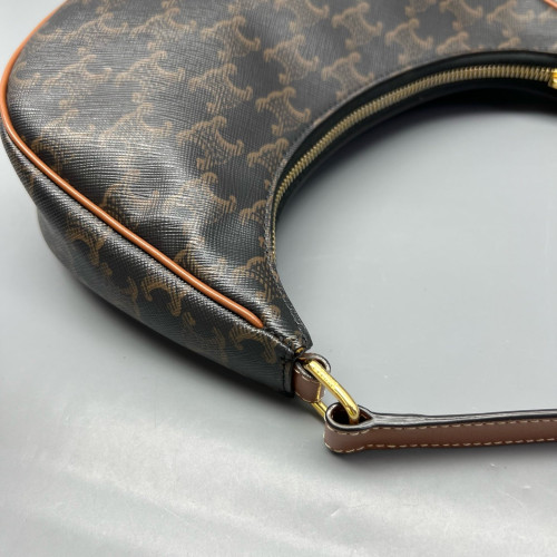 Celine Triomphe Medium Ava Shoulder Bag Triomphe Brown Dark Grey