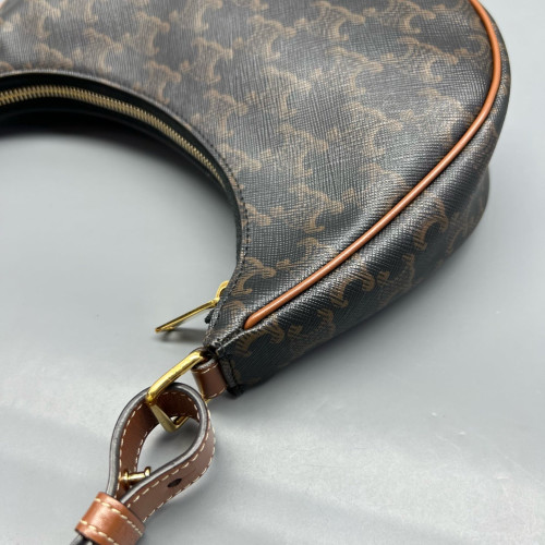 Celine Triomphe Medium Ava Shoulder Bag Triomphe Brown Dark Grey