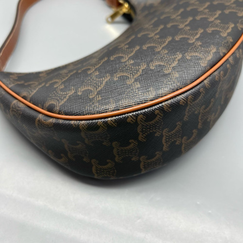 Celine Triomphe Medium Ava Shoulder Bag Triomphe Brown Dark Grey