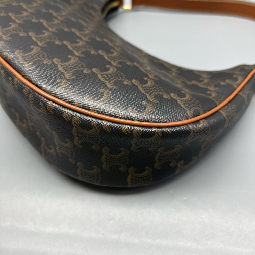 Celine Triomphe Medium Ava Shoulder Bag Triomphe Brown Dark Grey