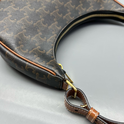 Celine Triomphe Medium Ava Shoulder Bag Triomphe Brown Dark Grey