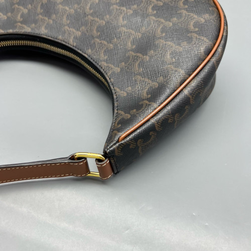 Celine Triomphe Medium Ava Shoulder Bag Triomphe Brown Dark Grey