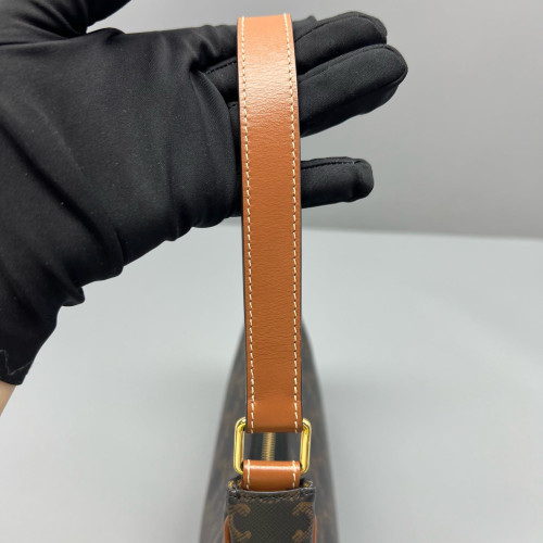 Celine Triomphe Medium Ava Shoulder Bag Triomphe Brown Dark Grey