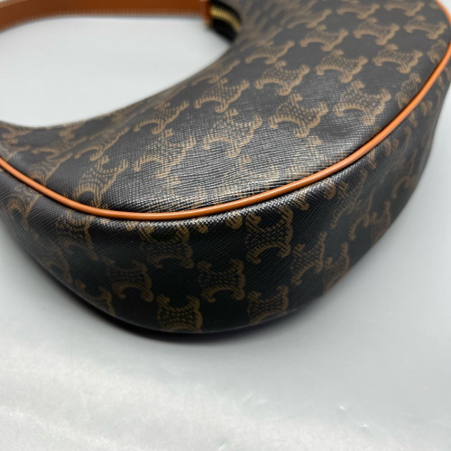Celine Triomphe Medium Ava Shoulder Bag Triomphe Brown Dark Grey