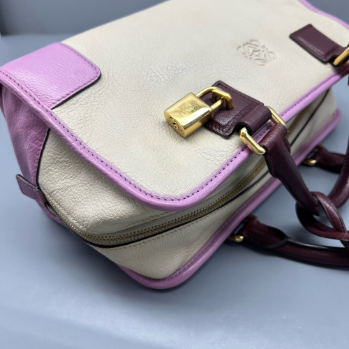 Loewe Amazona 29 Grained Calfskin Beige Pale Orchid Burgundy