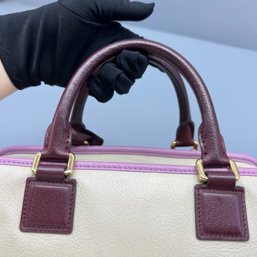 Loewe Amazona 29 Grained Calfskin Beige Pale Orchid Burgundy