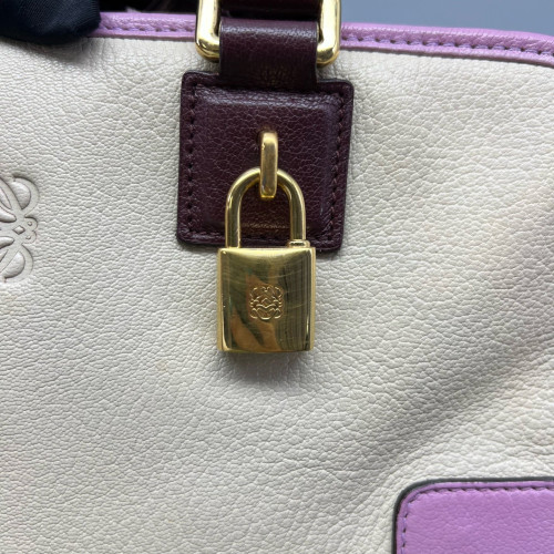 Loewe Amazona 29 Grained Calfskin Beige Pale Orchid Burgundy