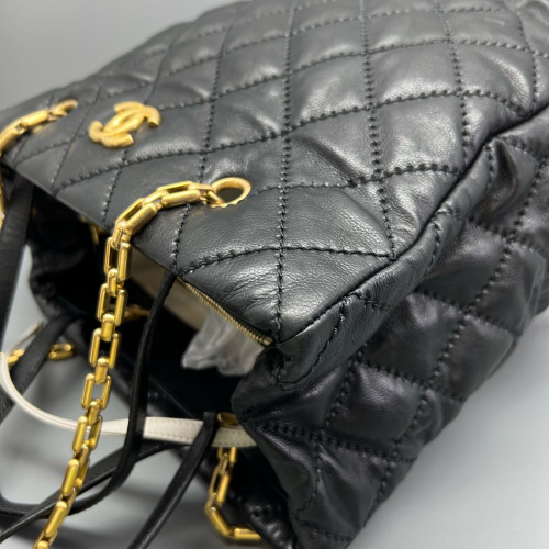 Chanel Quilted Tote Bag Calfskin Black Chanel Quilted Tote Bag Calfskin Black