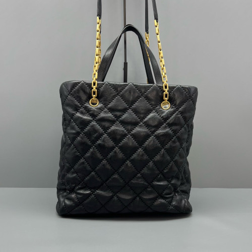 Chanel Quilted Tote Bag Calfskin Black Chanel Quilted Tote Bag Calfskin Black